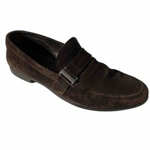 Prada Dark Brown Suede Slip-On Loafers